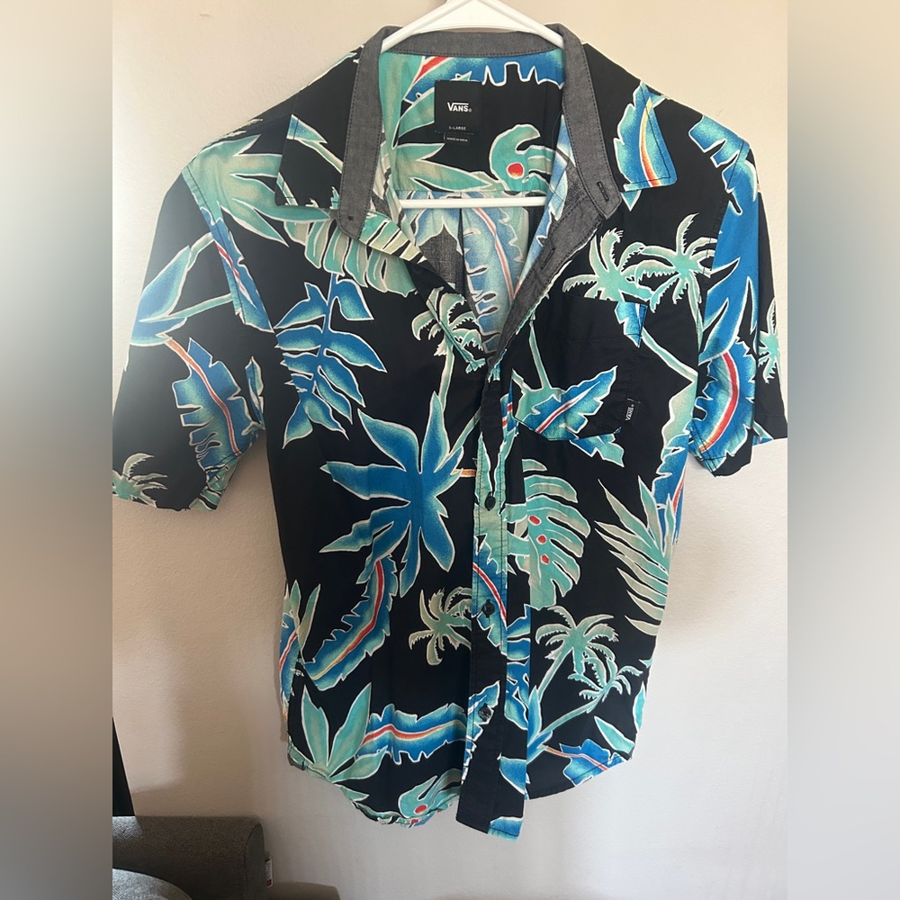 Vans Black and Blue Hawaiian Boys Shirt